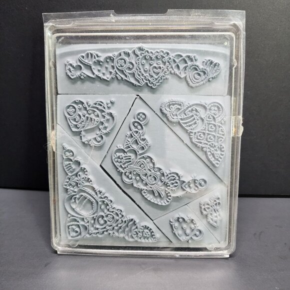 Stampendous Patchwork Heart Foam Mounted  Rubber Stamps - Set Of 7 - Picture 2 of 4